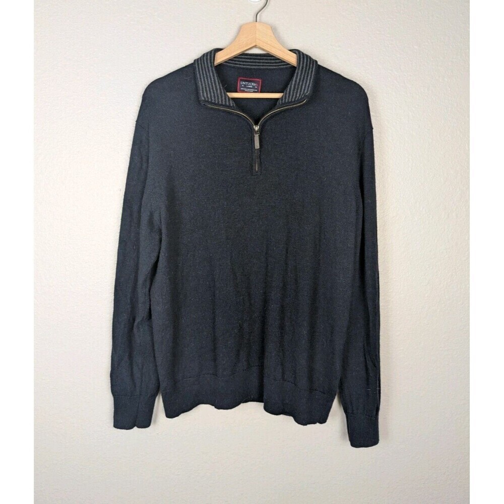 UNTUCKit Mens Large Merino Wool Quarter Zip Pullover Sweater
